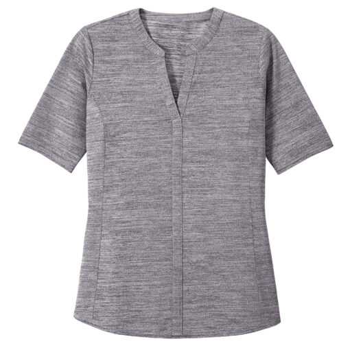 Ladies Stretch Heather Open Neck Top