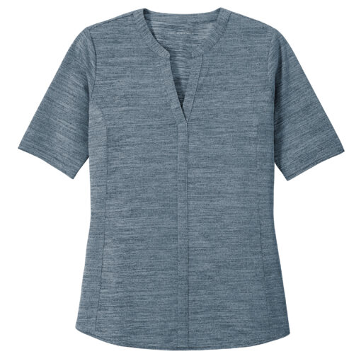 Ladies Stretch Heather Open Neck Top - Image 2