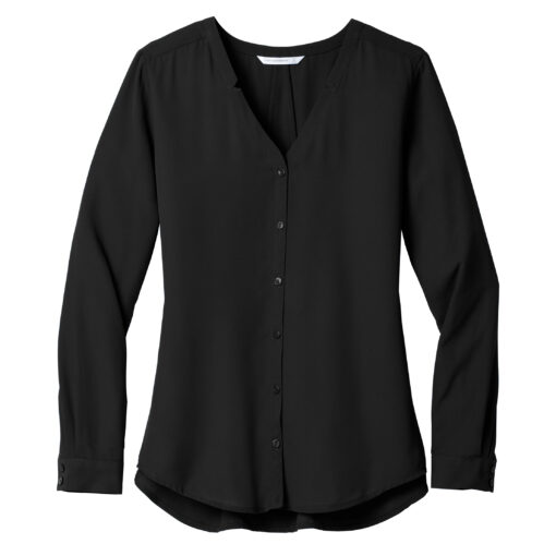 Ladies Long Sleeve Button-Front Blouse - Image 3