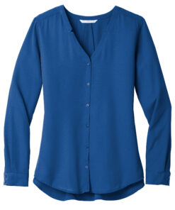 Ladies Long Sleeve Button-Front Blouse