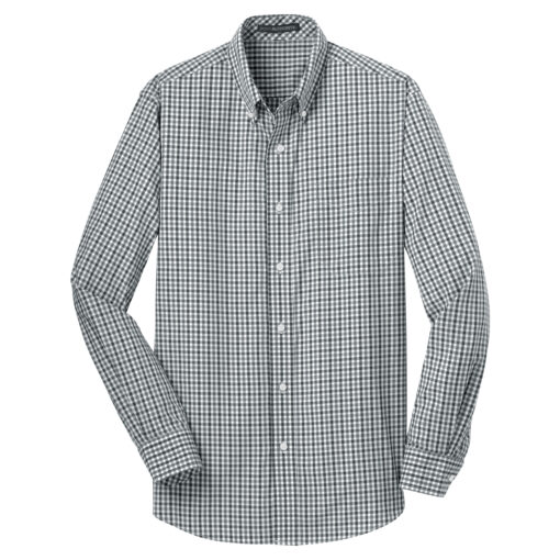 Long Sleeve Gingham Easy Care Shirt - Image 3