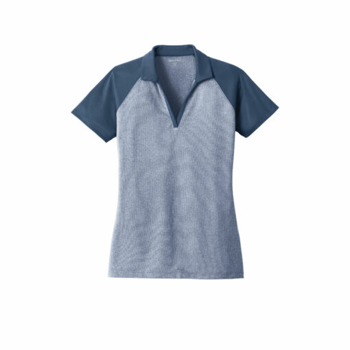 Ladies PosiCharge RacerMesh Raglan Heather Block Polo - Image 2